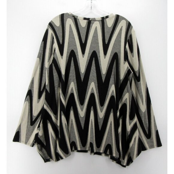 Niche Nilgun Derman Sweater Medium Gray Chevron Tunic Pullover Knit - Picture 6 of 10
